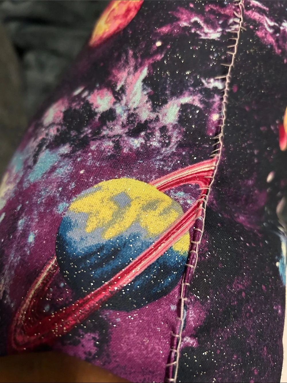 Cosmic Print Decorative Pillow - Purple with Yellow & Red Planets